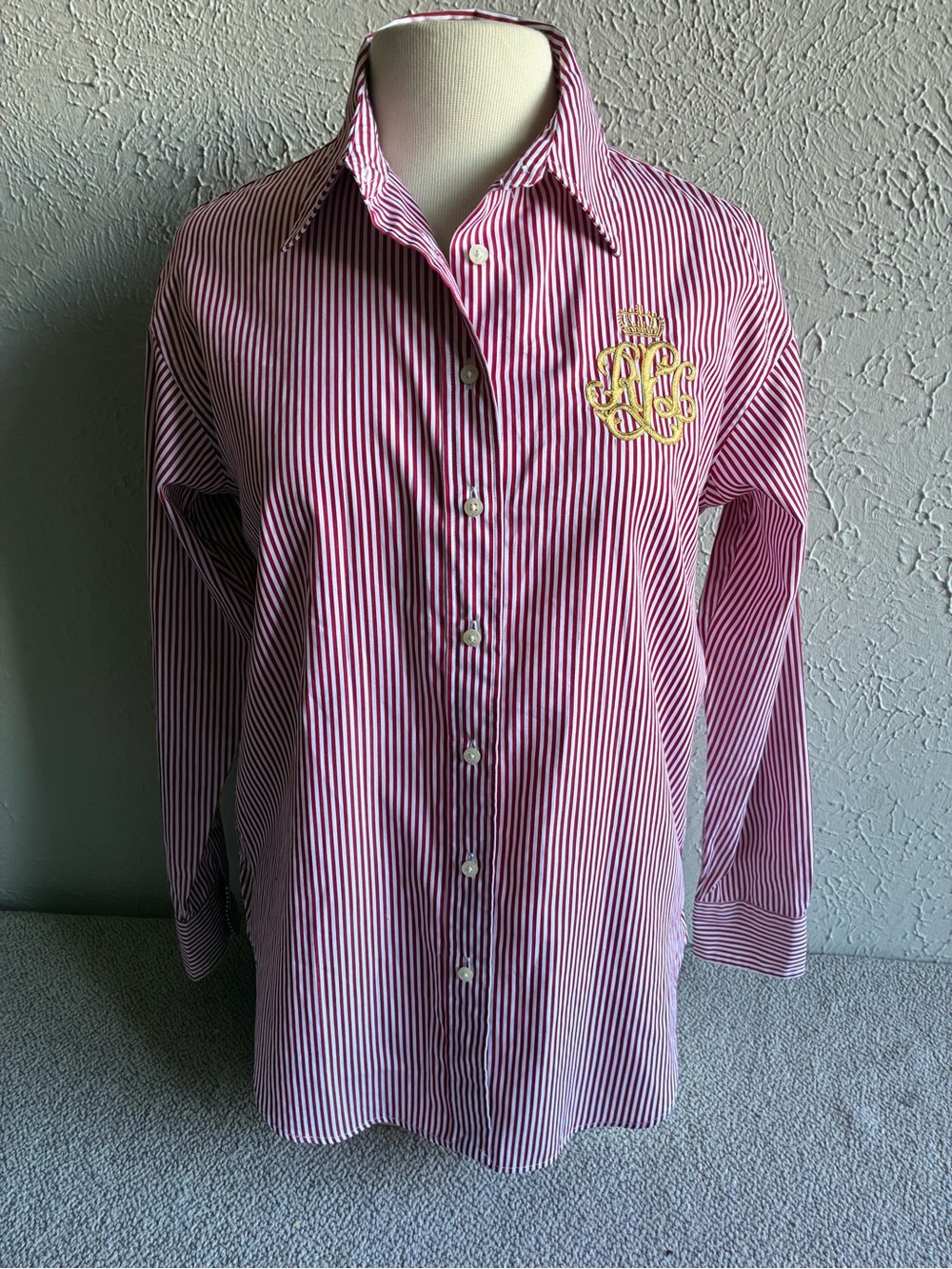 Lauren Ralph Lauren Petite PS
Burgundy White Striped LRL
Crown Shirt